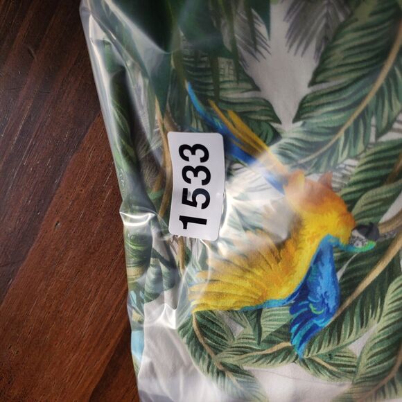 Guess Parrot Shirt Mens XXL Tropical Bird All Over Print Wrap Colorful Beach - Picture 8 of 8